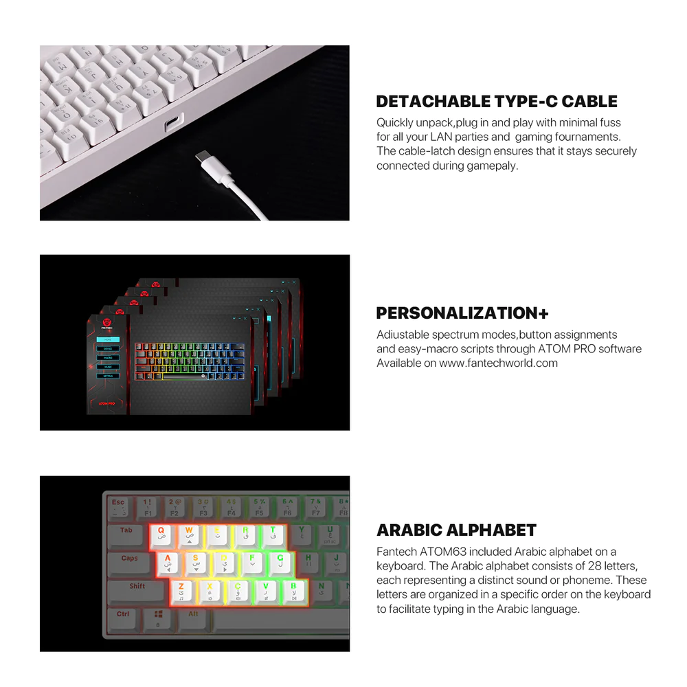 Fantech Atom63 MK859 (Arabic/English) Mechanical Gaming Keyboard Fantech Atom63 MK859 (Arabic/English) Mechanical Gaming Keyboard